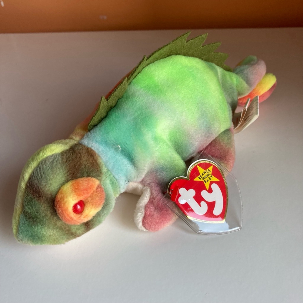 Ty Iggy Chameleon Plush Toy Green Pink